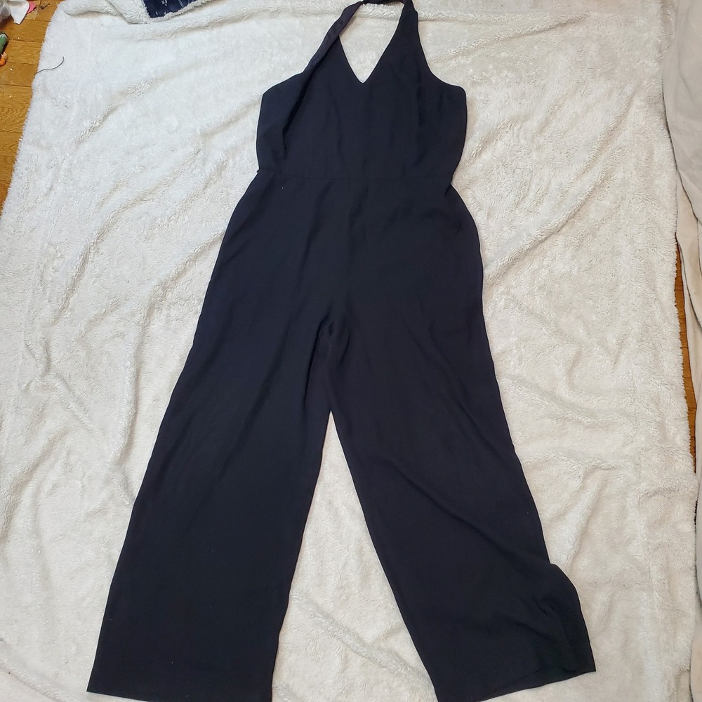 Lauren‎ Ralph Lauren Black Halter Top Wide Leg Jumpsuit 14 Classic Minimalist